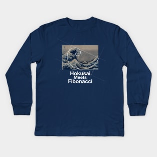 Hokusai Meets Fibonacci, Golden Ratio Kids Long Sleeve T-Shirt